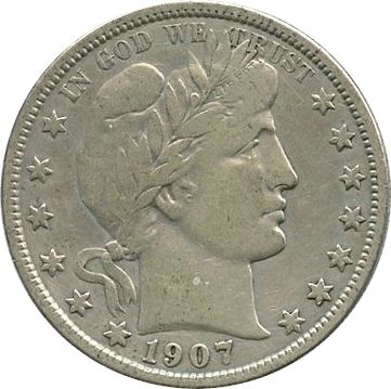 USA 1/2 Dollar Liberty, Barber - 1907