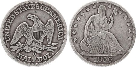 USA 1/2 Dollar Liberty assise - Aigle - 1856 O