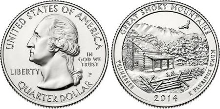 USA 1/4 Dollar Great Smoky Mountains - 2014 P Philadelphie