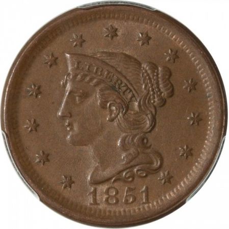 USA 1 Cent Liberté - 1851 - PCGS AU58