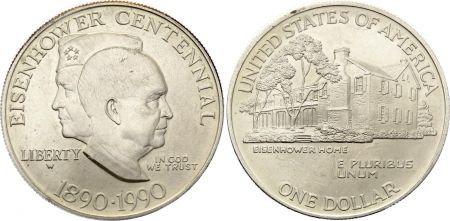 USA 1 Dollar - Centenaire d\'Eisenhower - 1990 - W West Point - Argent