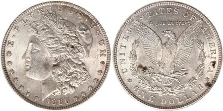 USA 1 Dollar - Morgan - 1886 Aigle Argent