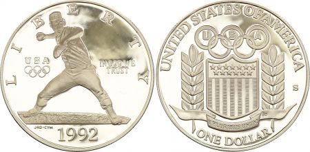 USA 1 Dollar - Olympiades Baseball - 1992 - S San Francisco - Argent BE