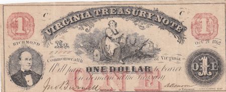 USA 1 Dollar - Virginia Treasury Note -1862 - TTB