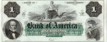 USA 1 dollar, Bank of América, Providence - 1860 - Lettre B