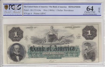 USA 1 dollar, Bank of América, Providence - 1860 - PCGS 64OPQ