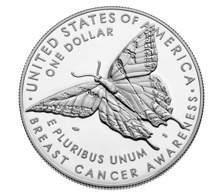 USA 1 Dollar Cancer du sein, papillon - P Philadelphie Argent