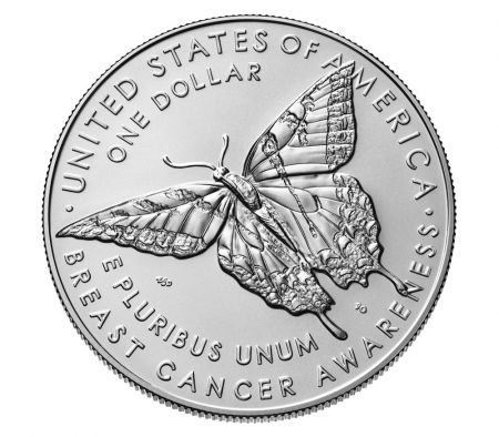 USA 1 Dollar Cancer du sein, papillon Proof - P Philadelphie Argent