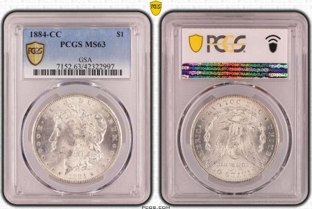 USA 1 Dollar Morgan - Aigle - 1884 CC - Carson City - Argent - PCGS MS 63