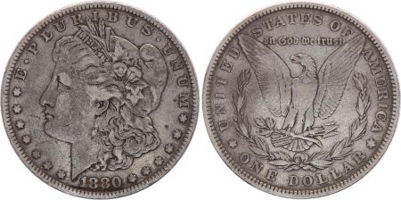 USA 1 Dollar Morgan - Aigle 1880 - Argent sans atelier - TB - 2nd ex