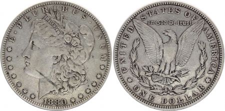 USA 1 Dollar Morgan - Aigle 1880 - Argent sans atelier - TB