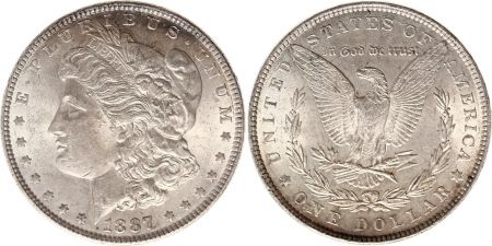 USA 1 Dollar Morgan - Aigle 1887 - Argent 2ème ex