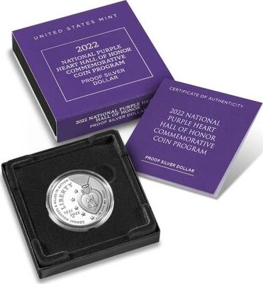 USA 1 Dollar National Purple Heart - West Point W - Proof  2022 Argent