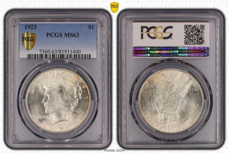 USA 1 Dollar Peace - 1923 PCGS MS 63