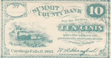 USA 10 Cents - Summit County Bank - 1862 - SUP