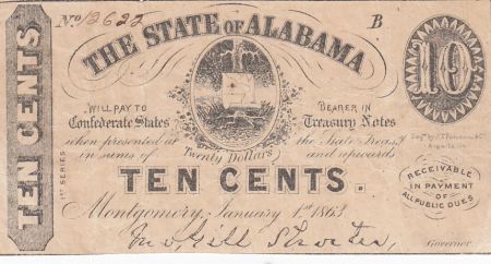 USA 10 Cents - The State of Alabama - 1863 - TTB