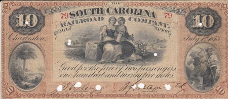 USA 10 dollars, Entreprise ferroviaire - Caroline du Dud - 1873