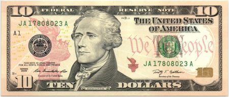 USA 10 Dollars Hamilton - Batiment du Trésor 2009 A1 Boston