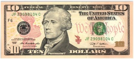 USA 10 Dollars Hamilton - Batiment du Trésor 2009 F6 Atlanta