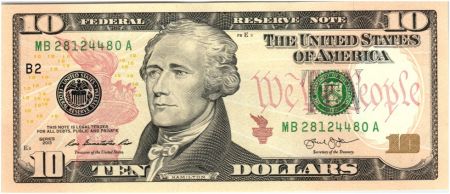 USA 10 Dollars Hamilton - Batiment du Trésor 2013 B2 New York