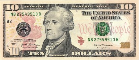 USA 10 Dollars Hamilton - Batiment du Trésor 2017 B2 New York - Neuf