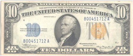 USA 10 Dollars Hamilton - Yellow seal 1934 A