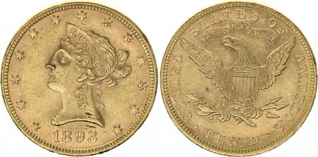 USA 10 Dollars Liberty - Aigle Coronet Head - 1893 Or