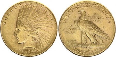 USA 10 Dollars Tête Indien - Aigle 1910 D Denver