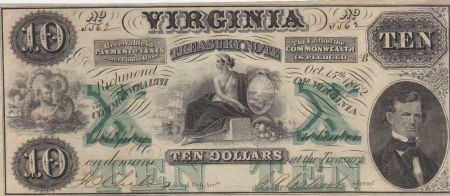 USA 10 Dollars Virginia Treasury note - 1862  - NEUF