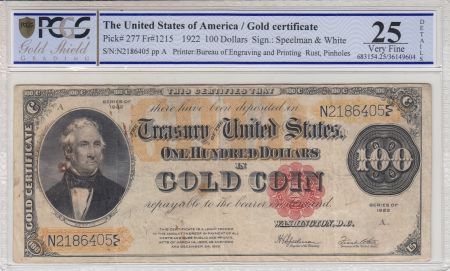 USA 100 Dollars Benton - 1922 PCGS VF25