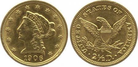 USA 2 1/2 Dollars 2 1/2 Dollars, Liberty - Aigle 1906