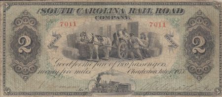 USA 2 dollars, Entreprise ferroviaire - Caroline du Sud - 1873
