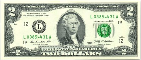 USA 2 Dollars Jefferson - 2009 L12 San Francisco