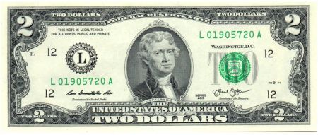 USA 2 Dollars Jefferson - 2013 L12 San Francisco - Neuf