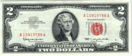 USA 2 Dollars Jefferson - Monticello - 1963 - A 10915786 A