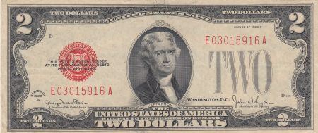 USA 2 Dollars Washington - 1928 E Red Seal
