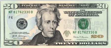 USA 20 Dollars Jackson - Maison Blanche F6 Atlanta - 2017 - Neuf