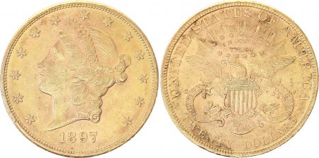 USA 20 Dollars Liberty - Aigle Coronet Head - 1897 Or
