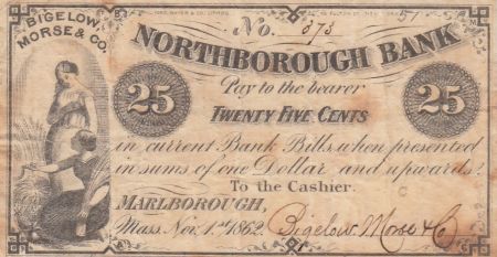 USA 25 Cents - Northborough Bank - 1862 - TB
