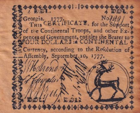 USA 4 Dollars - Georgie - Colonial - 10-09-1777 - Faux
