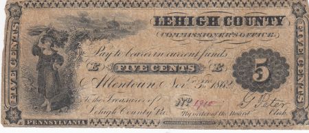 USA 5 Cents - Lehigh County - 1862 - TB
