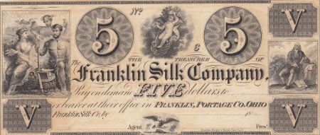 USA 5 Dollars - Franklin Silk Company - 18xx (env. 1850) - SUP