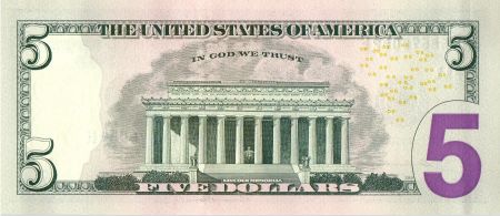 USA 5 Dollars - Lincoln - 2013 - K - NEUF - P.539