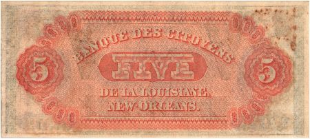 USA 5 Dollars, Citizen Bank - Louisiane - 1860 - SUP - émis