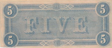USA 5 Dollars C.G. Memminger - Confédérate States - 1864 - SPL - P.67