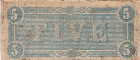 USA 5 Dollars C.G. Memminger - Confédérate States - 1864 - TB+ - P.67