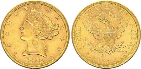 USA 5 Dollars Liberty - Aigle 1886 S San Francisco