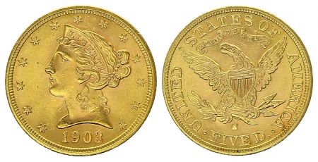 USA 5 Dollars Liberty - Aigle 1903 S San Francisco