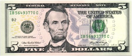 USA 5 Dollars Lincoln - Lincoln Mémorial 2006 B2 New York