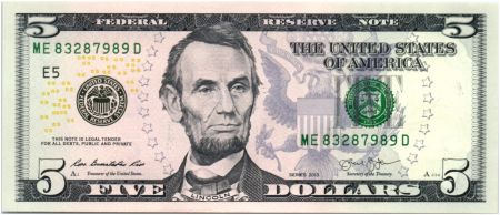 USA 5 Dollars Lincoln - Lincoln Mémorial 2013 -  E5 Richmond